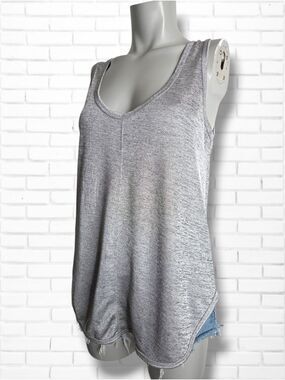 Loden Handprinted Grey/Silver Space Dye Sleeveless Tunic Tank Top Size S